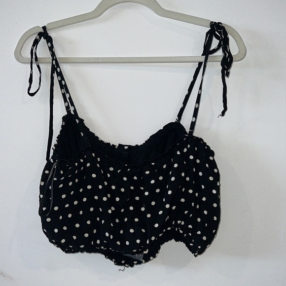 Free PEOPLE Black Polka dot Cutie Crossing Bandeau Crop Top size 8 - Picture 9 of 14